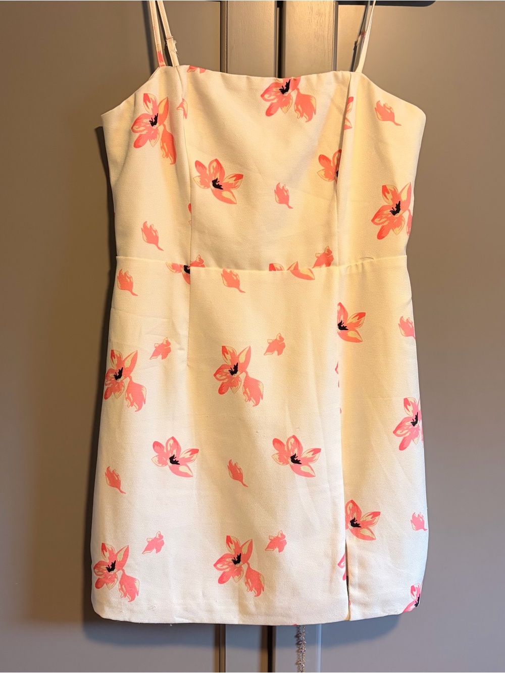 Lulu's White Mini Dress with Pink Floral Print